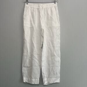 Sigrid Olsen Womens Linen Pull On Pants White Sz M Wide Leg Boho Vacation Beach